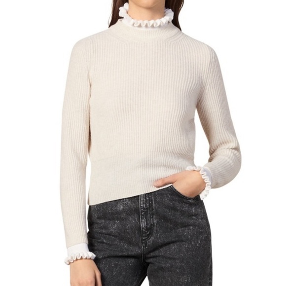 SANDRO PARIS Cream Cowl Neck Sweater size 3 - Picture 2 of 7